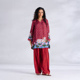 Lotus Shantoon Farsi Salwar Set - Maroon