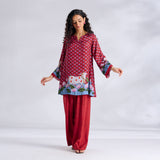 Lotus Shantoon Farsi Salwar Set - Maroon