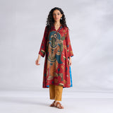 Rasika Modal Satin Kurta Set - Rust