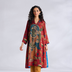 Rasika Modal Satin Kurta - Rust