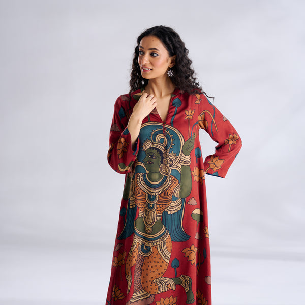 Rasika Modal Satin Kurta - Rust