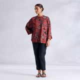 Vanya Modal Satin Oversized Shirt - Maroon