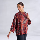 Vanya Modal Satin Oversized Shirt - Maroon