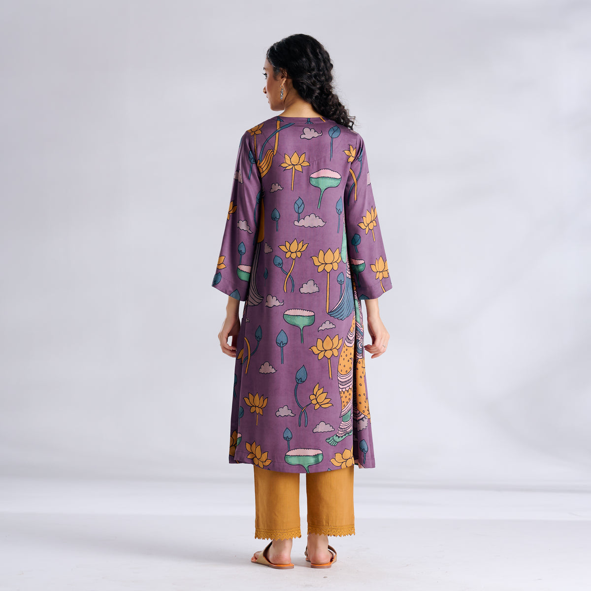Rasika Modal Satin Kurta Set - Mauve