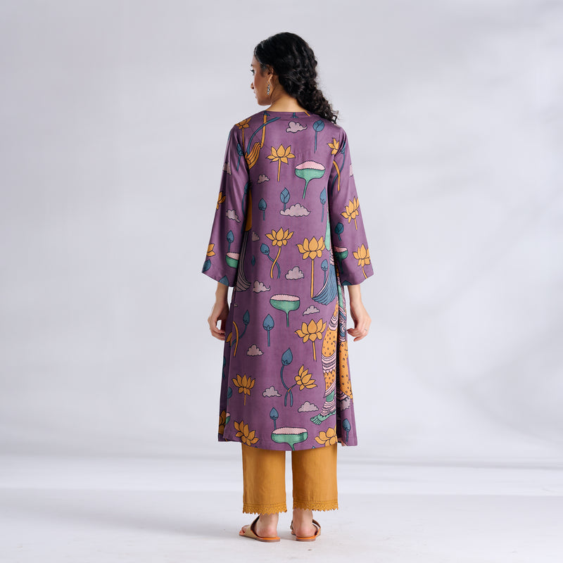 Rasika Modal Satin Kurta - Mauve