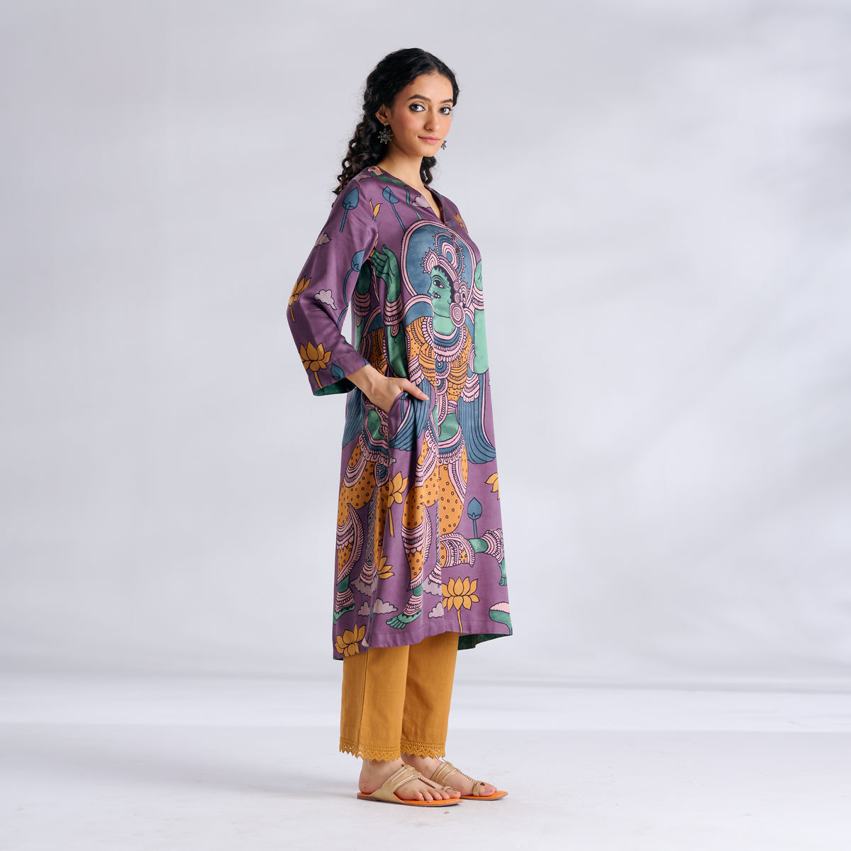 Rasika Modal Satin Kurta Set - Mauve