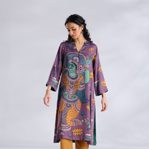 Rasika Modal Satin Kurta - Mauve