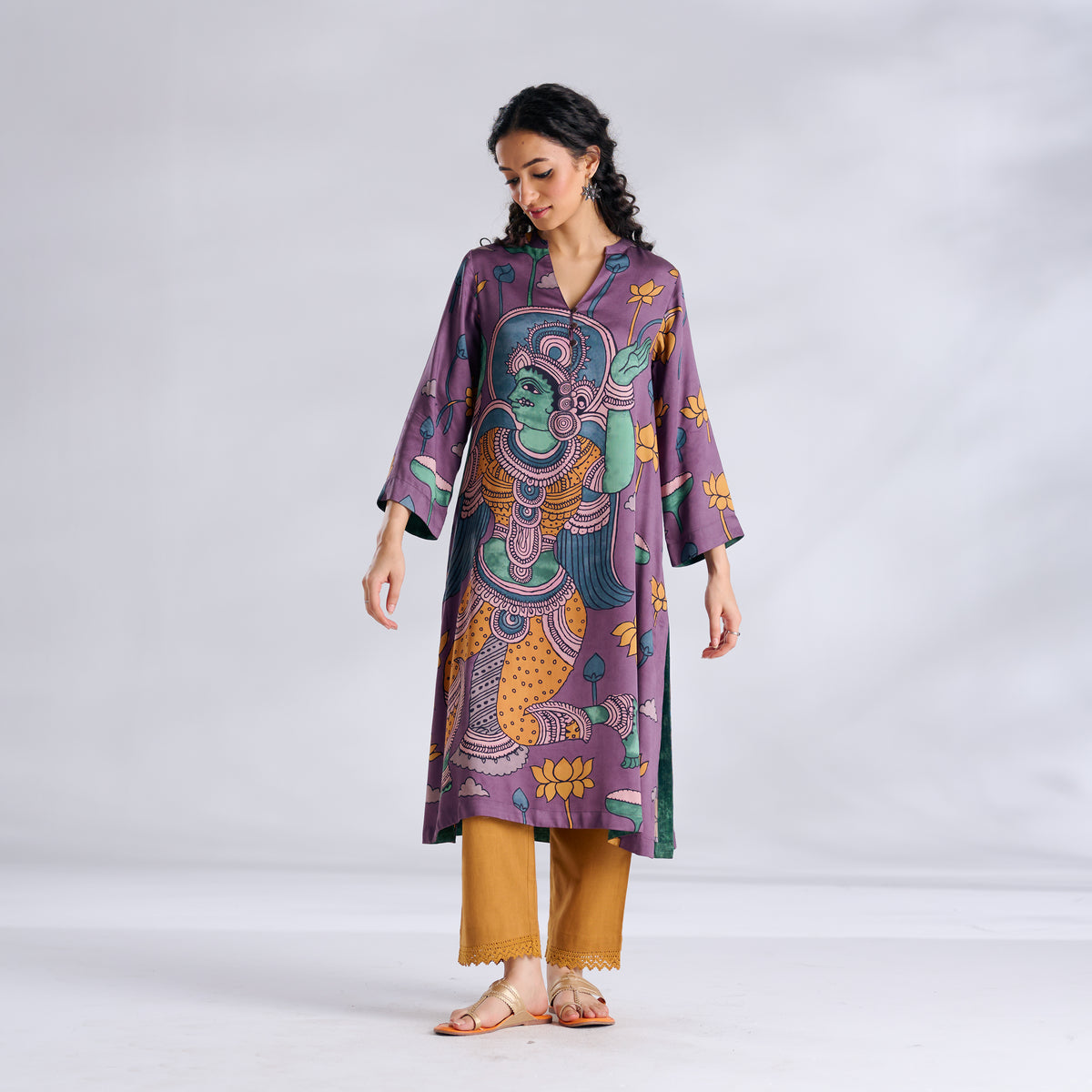 Rasika Modal Satin Kurta Set - Mauve