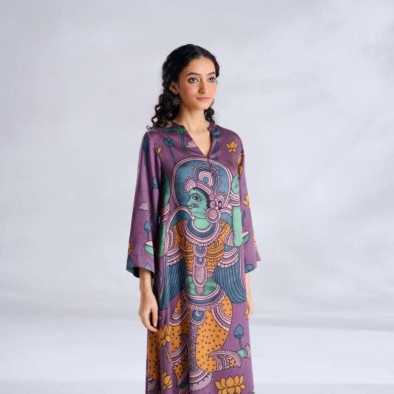 Rasika Modal Satin Kurta Set - Mauve