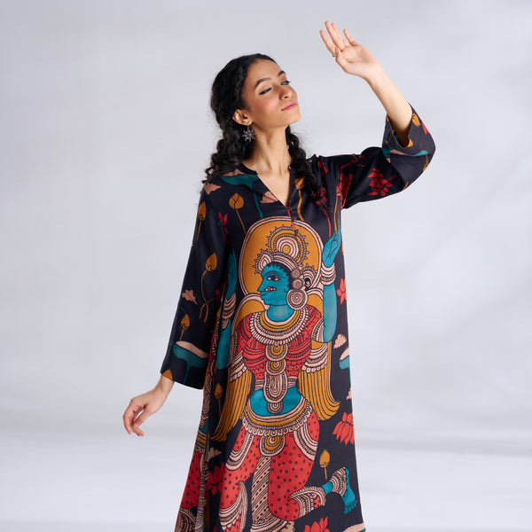Rasika Modal Satin Kurta - Charcoal