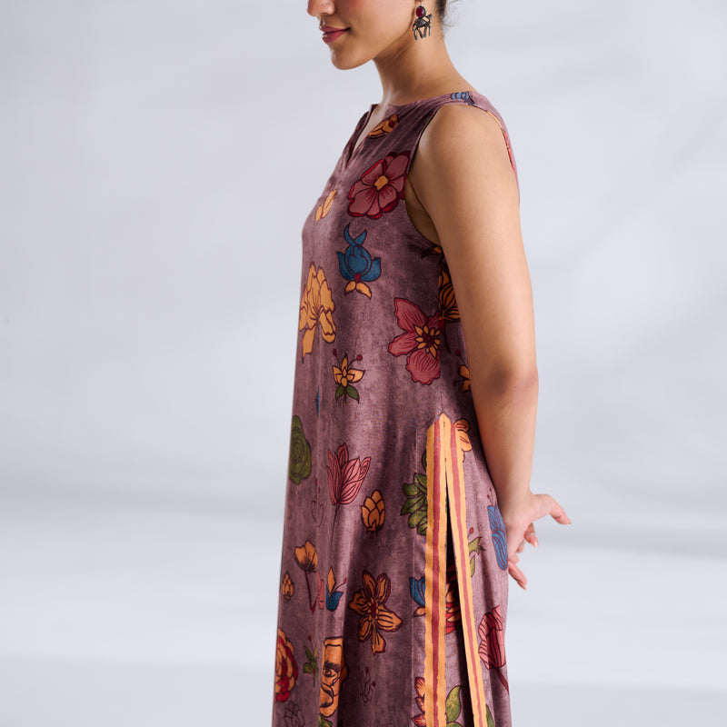Liana Modal Satin Kurta Set - Stone Grey