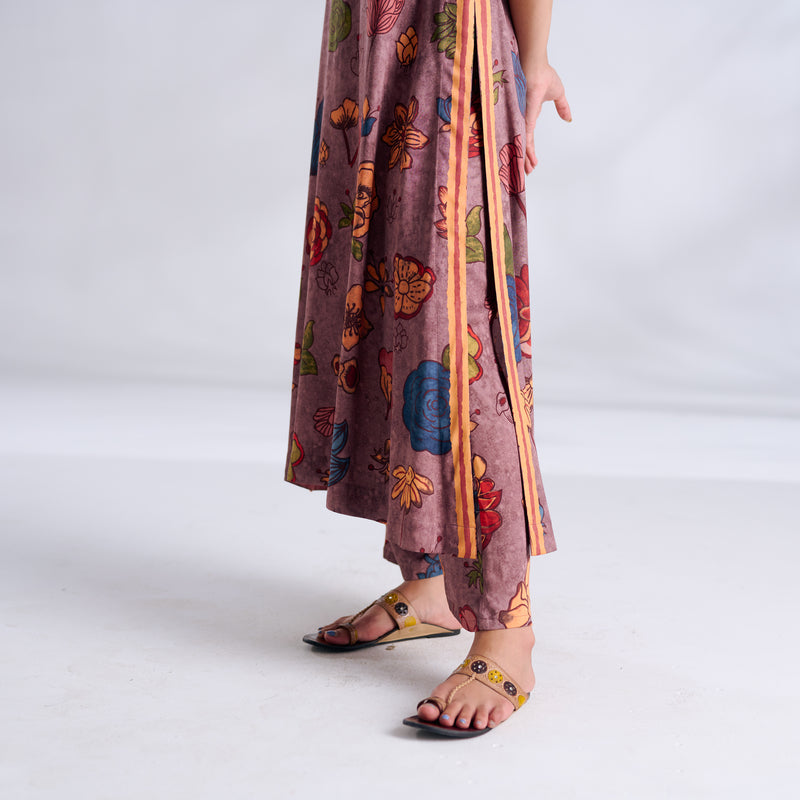 Liana Modal Satin Kurta Set - Stone Grey