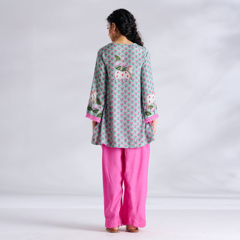 Lotus Shantoon Farsi Salwar Set - Mint