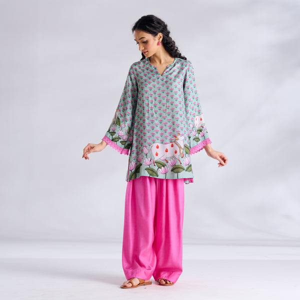 Lotus Shantoon Farsi Salwar Set - Mint