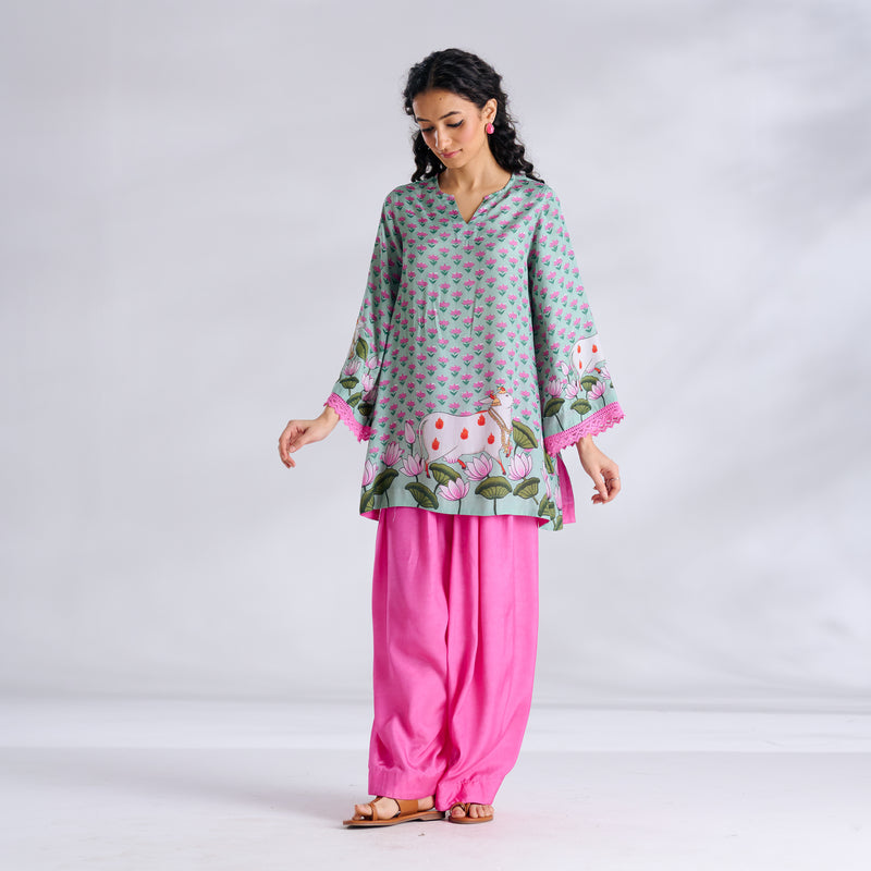 Lotus Shantoon Farsi Salwar Set - Mint