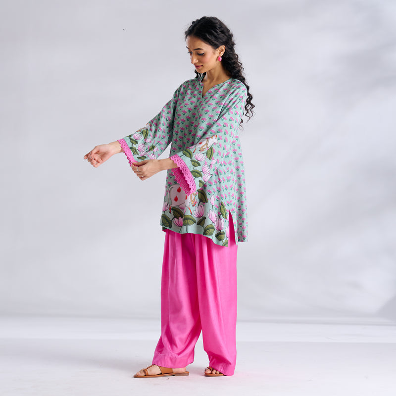 Lotus Shantoon Farsi Salwar Set - Mint