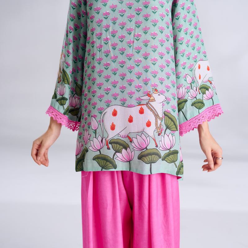 Lotus Shantoon Farsi Salwar Set - Mint