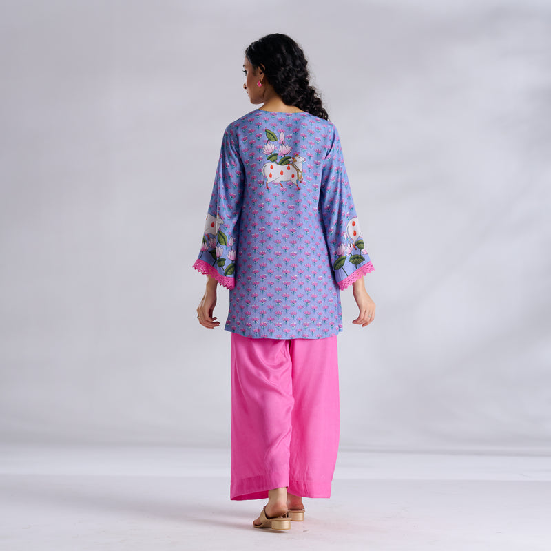 Lotus Shantoon Farsi Salwar Set - Quilt Blue