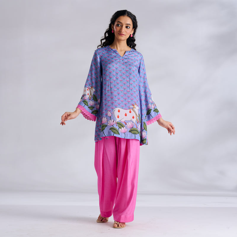 Lotus Shantoon Farsi Salwar Set - Quilt Blue