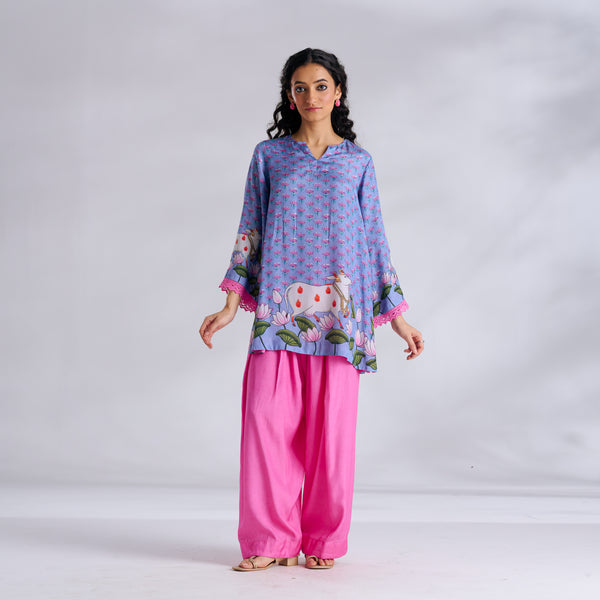 Lotus Shantoon Farsi Salwar Set - Quilt Blue