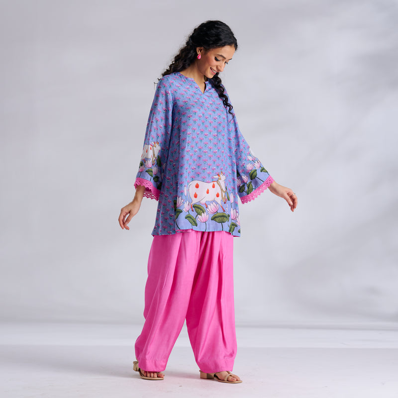 Lotus Shantoon Farsi Salwar Set - Quilt Blue