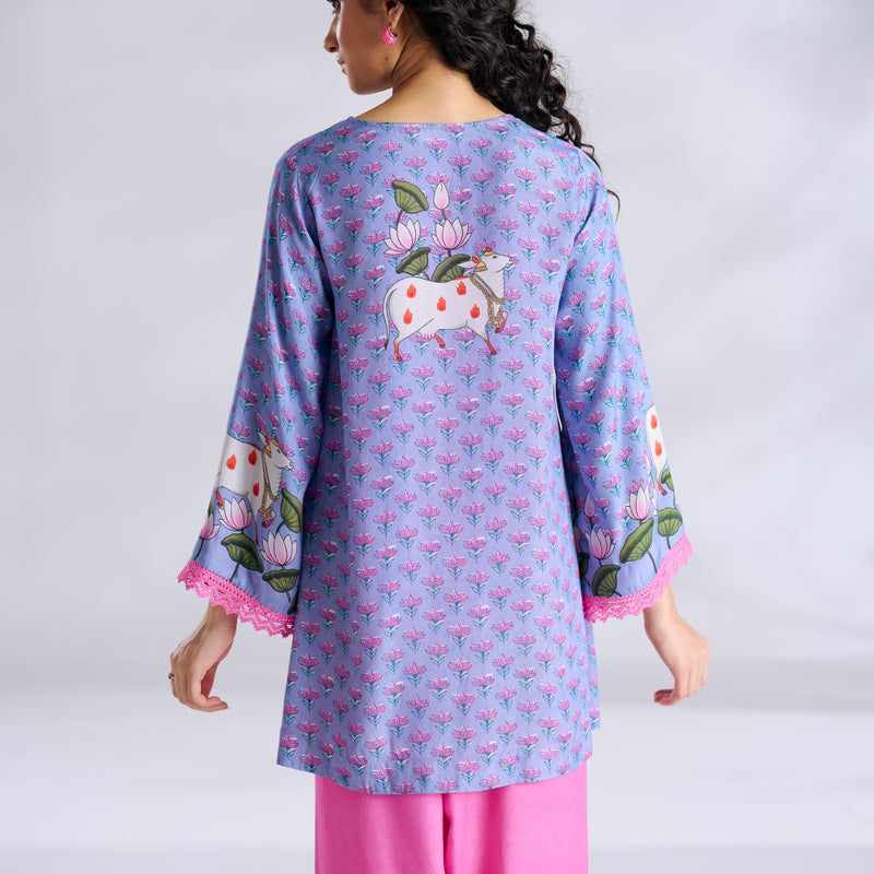 Lotus Shantoon Farsi Salwar Set - Quilt Blue