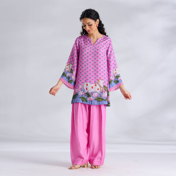 Lotus Shantoon Farsi Salwar Set - Candy Pink