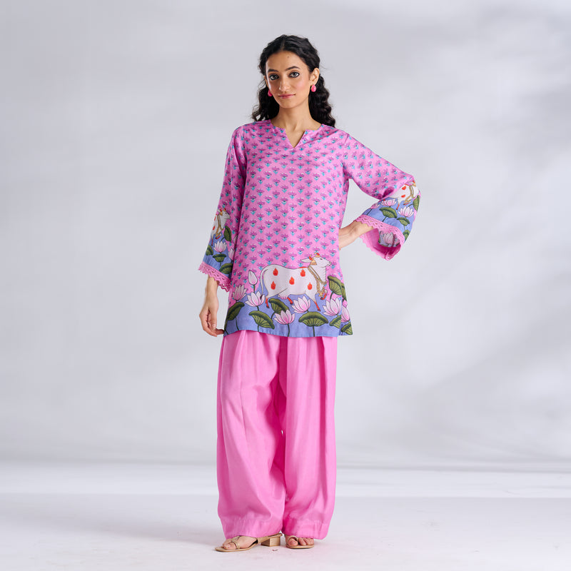 Lotus Shantoon Farsi Salwar Set - Candy Pink