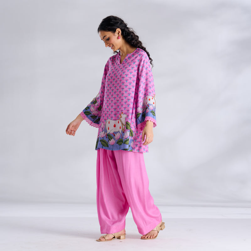 Lotus Shantoon Farsi Salwar Set - Candy Pink