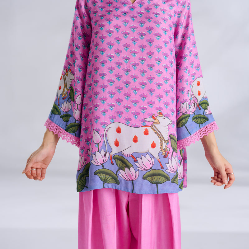 Lotus Shantoon Farsi Salwar Set - Candy Pink