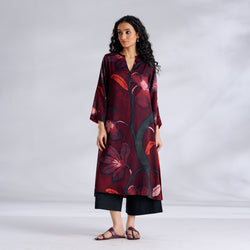 Rivaa Modal Satin Kurta - Red