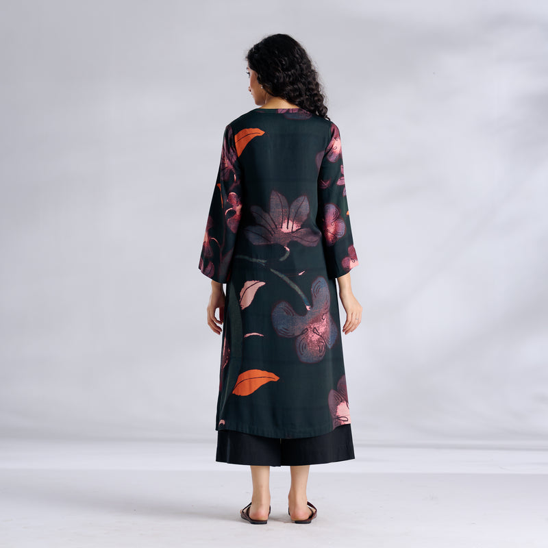 Rivaa Modal Satin Kurta - Forest Green