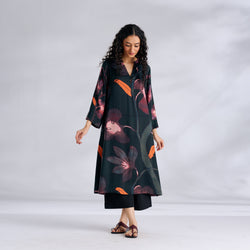 Rivaa Modal Satin Kurta - Forest Green