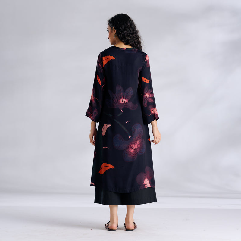 Rivaa Modal Satin Kurta - Black