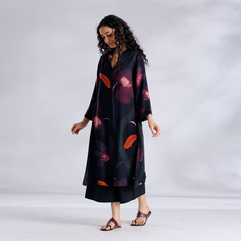 Rivaa Modal Satin Kurta - Black