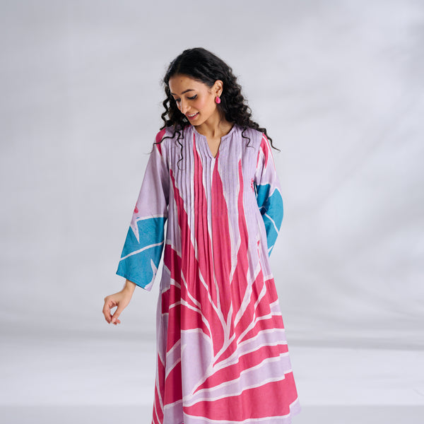 Pavitra Colour Blocked Shantoon Kurta - Lavender