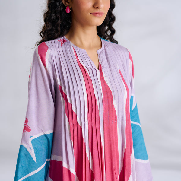 Pavitra Colour Blocked Shantoon Kurta - Lavender