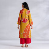 Pavitra Colour Blocked Shantoon Kurta - Mustard Yellow