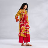 Pavitra Colour Blocked Shantoon Kurta - Mustard Yellow