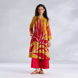 Pavitra Colour Blocked Shantoon Kurta - Mustard Yellow