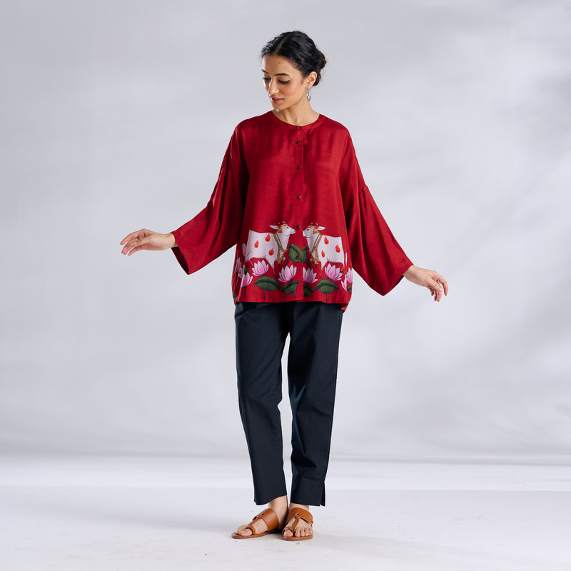 Surbhi Shantoon Shirt - Blood Red