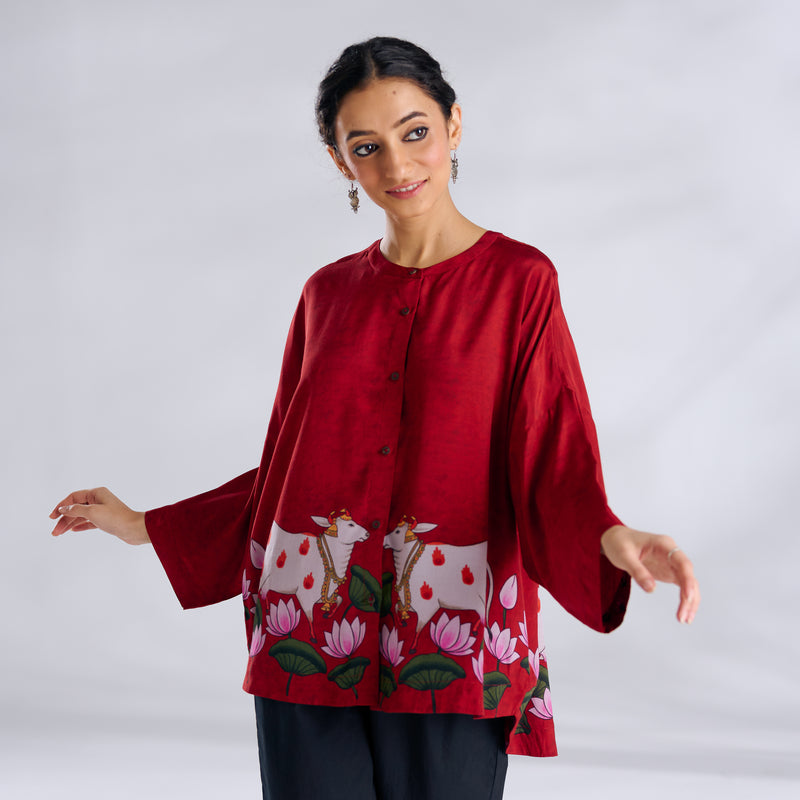 Surbhi Shantoon Shirt - Blood Red