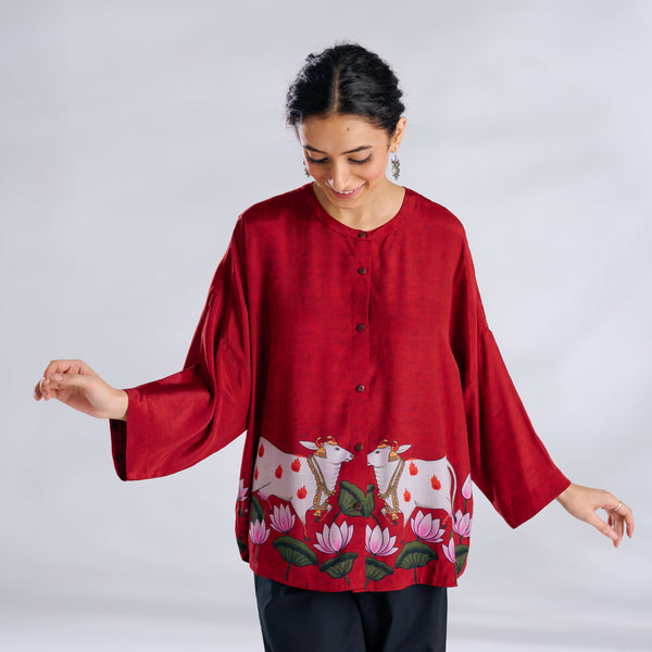 Surbhi Shantoon Shirt - Blood Red