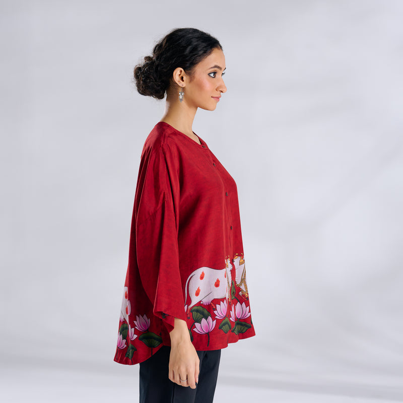 Surbhi Shantoon Shirt - Blood Red