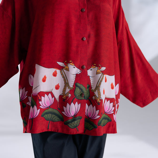 Surbhi Shantoon Shirt - Blood Red