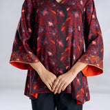Mogra Modal Satin Tunic - Maroon