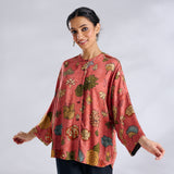Mirin Modal Satin Oversized Shirt - Aurora Peach