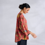 Mirin Modal Satin Oversized Shirt - Aurora Peach
