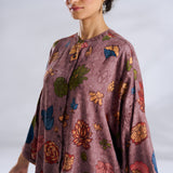 Mirin Modal Satin Oversized Shirt - Stone Grey