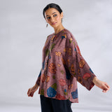 Mirin Modal Satin Oversized Shirt - Stone Grey